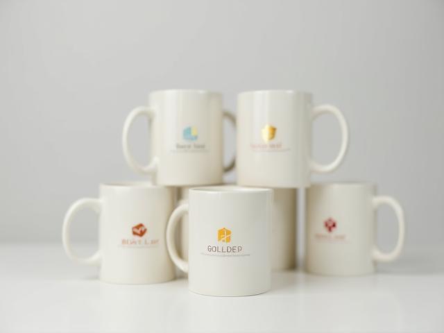 Custom logo engraved ceramic mugs for corporate gift